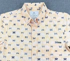 RSVLTS Men's Small Yellow Button Down Short Sleeve Shirt Butterfly Effect