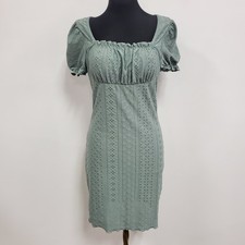 Shein Womens Milkmaid Coquette Babydoll Mini Dress Size M Green Cottage Stretch