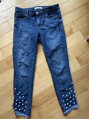 ZARA Basic Z1975 Denim Jeans mit Perlen, Gr. 38, Blau