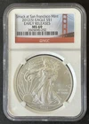 2012 (S) American Silver Eagle NGC MS69 Early Releases Golden Gate Bridge Label