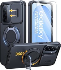 For Samsung Galaxy A37 Case w/ Stand Slide Camera Cover, Dual-Layer Shockproof
