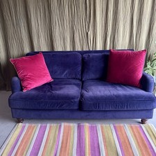 Howard Style Navy Blue Velvet 3 Seater  Fabric Sofa *delivery Available
