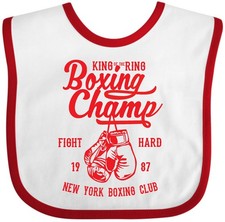 Inktastic Boxing Champ Baby Bib Boxer Gloves Fight Hard New York Club King Ring