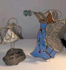 Vintage Stained Glass Angels Set Of 2