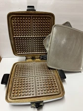 Vintage Sunbeam Model CG Waffle Maker Chrome MCM Extra Plates Working Condition