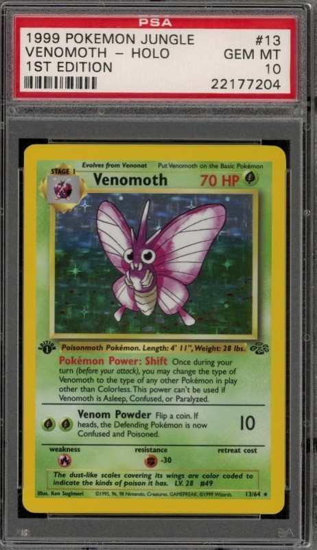 1999 Pokemon Jungle 1st Edition Venomoth Holo Rare #13 PSA 10 Gem Mint