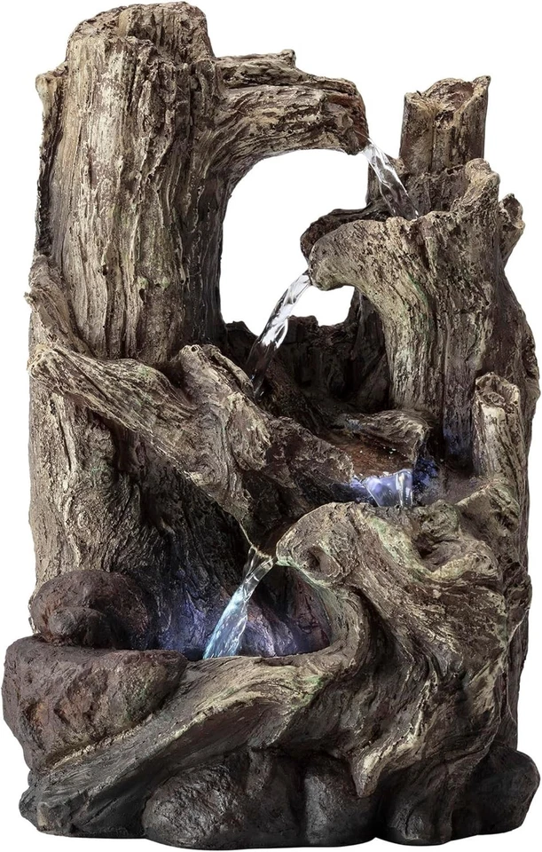 Fuente cascada de mesa interior de 5 niveles de 14" con luces LED - elegancia marrón Foto 3 de 4