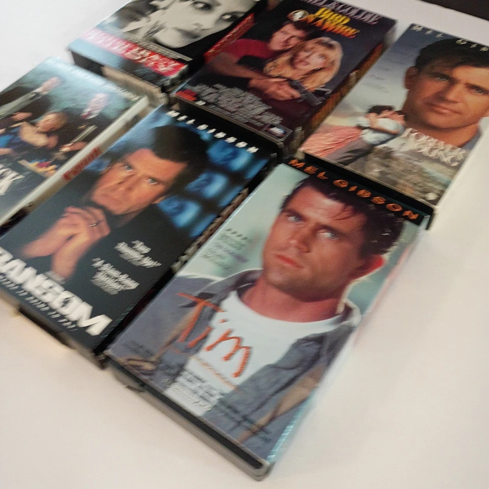 Mel Gibson VHS Lot 6 Tapes Conspiracy Theory Ransom Bird on a Wire Maverick Foto 2 de 3