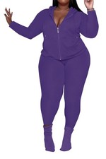 Women's Plus Size 2 Piece Outfits Sweatsuits Zip Up Hoodie Pants Tracksuit Se...