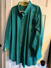 Paul Fredrick Men s Long Sleeve green Button Up Collar Shirt 22 x 35