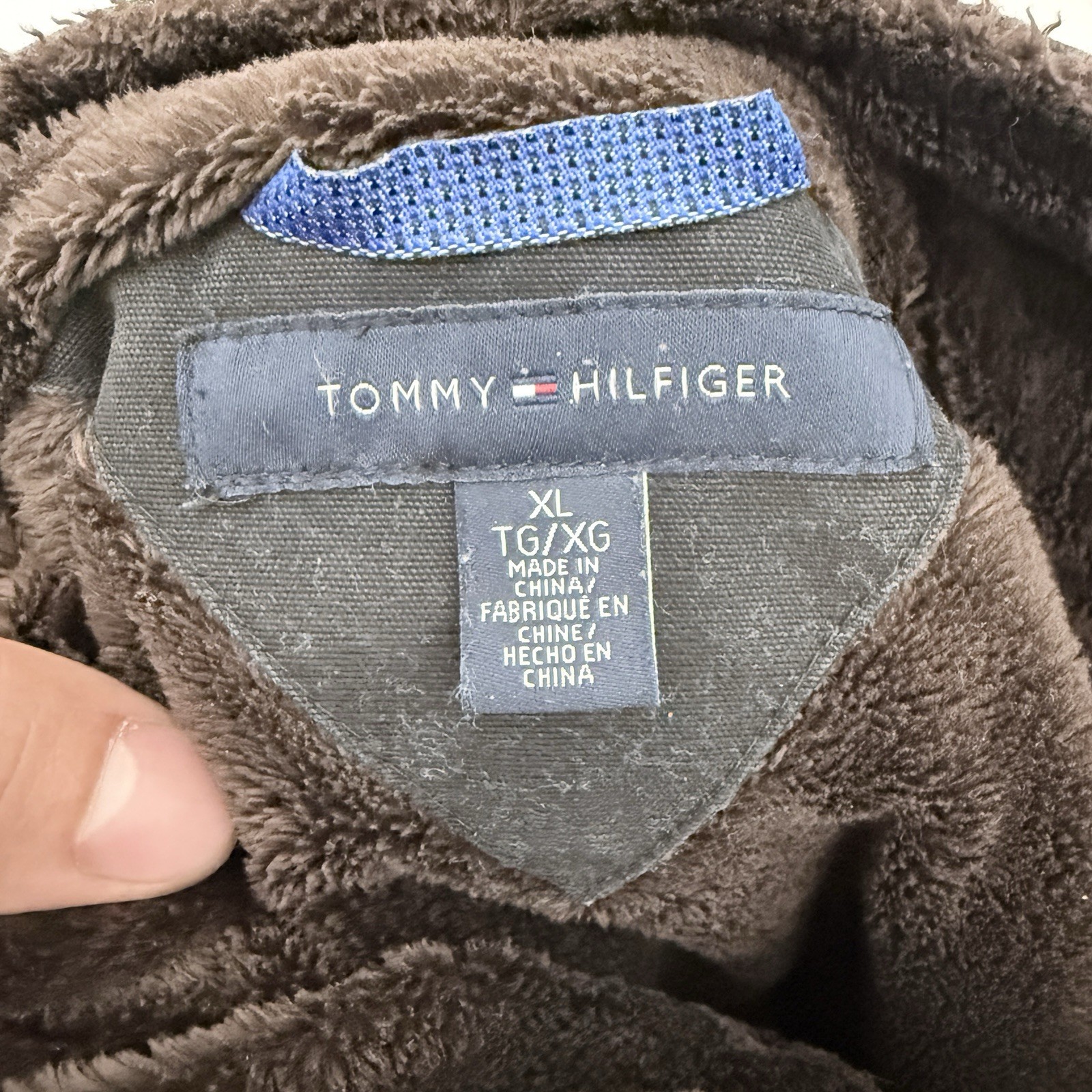 Tommy Hilfiger Bomber Jacket Mens XL Black Full Zip Canvas Fleece Line thumbnail 4
