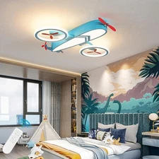 Kids Ceiling Lights for Bedroom Blue Airplane Light Fixture Mount 24.8" Kitch...