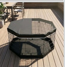 Dog Playpen with Top Cover and Bottom Pad 8 Panel 30"H x 24"W Kennel, Black