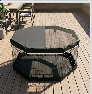 Dog Playpen with Top Cover and Bottom Pad 8 Panel 30"H x 24"W  Kennel, Black