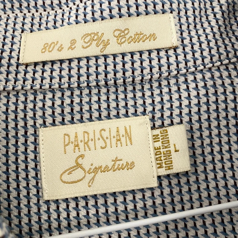 Camisa de Vestir Vintage Firma Parisina Hombres L Negra Blanca Geométrica Retro Años 80 Mod Foto 3 de 4