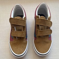 Vans Old Skool V Kids Size 1 Burgundy Brown Suede Hook Loop New With Box