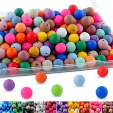 150pcs 15mm Silicone Beads for Keychain Making Mix Color Round Beads for Pens an