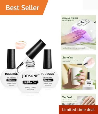 3Pcs 10ml Top Coat Base Coat Builder Gel Set   No Wipe Gel for Strengthening ...