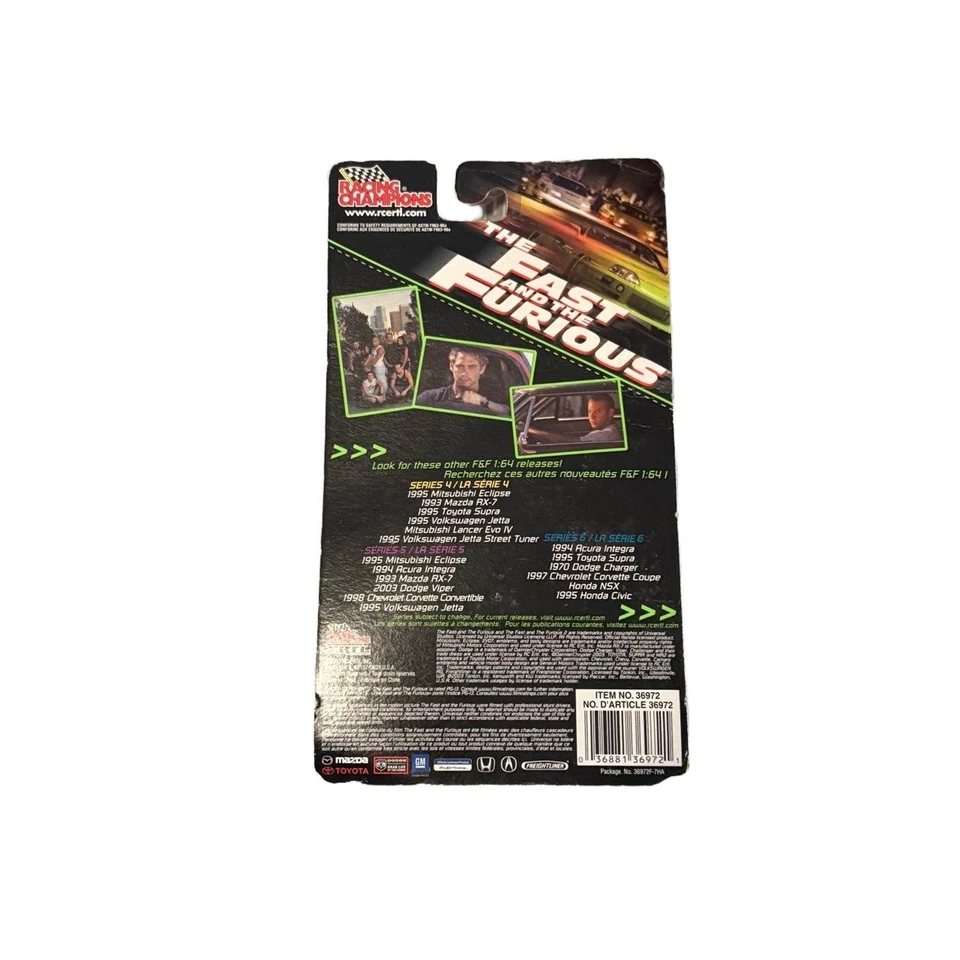 Racing Champions Fast & Furious 1995 Honda Civic negro 1:64 diecast nuevo sellado Foto 2 de 3