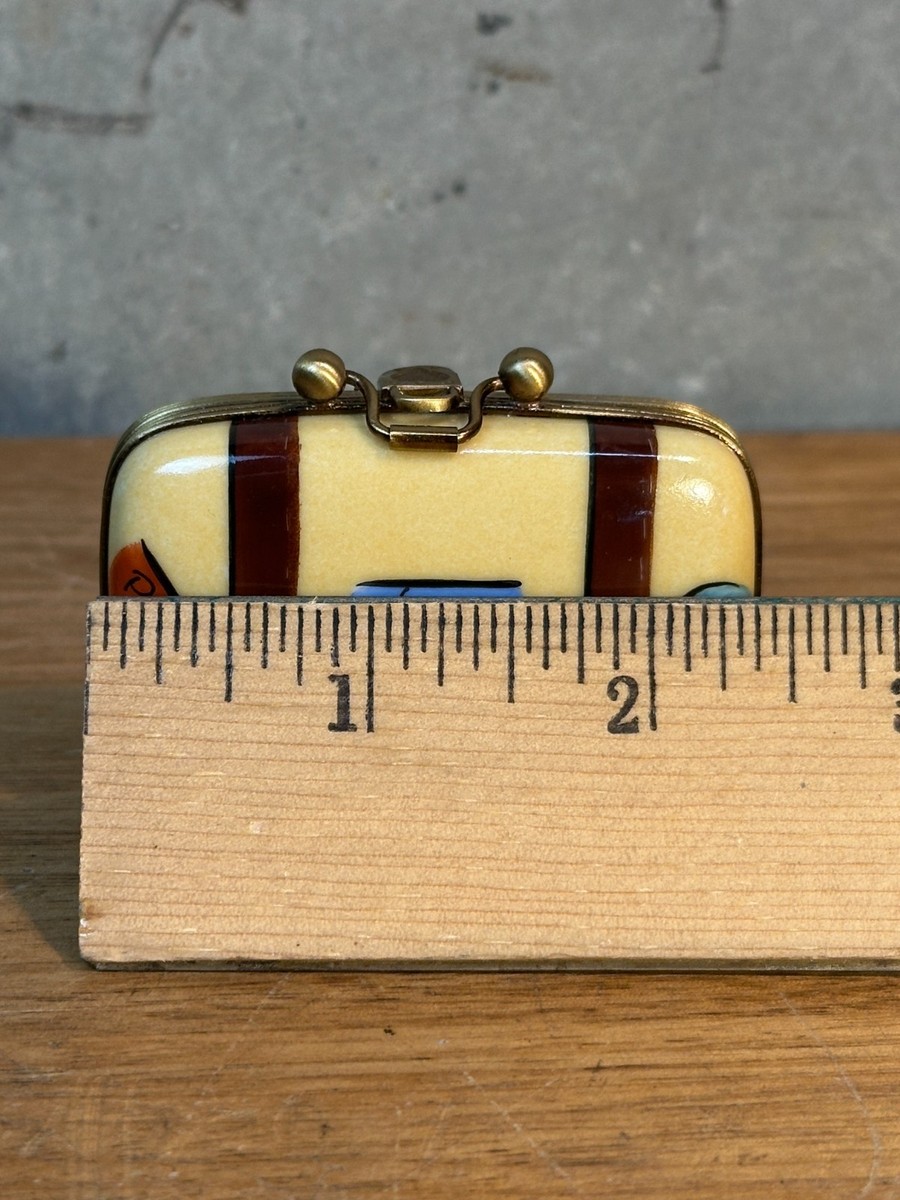 Rochard Limoges France Hand Painted Travel Suitcase Trinket Box