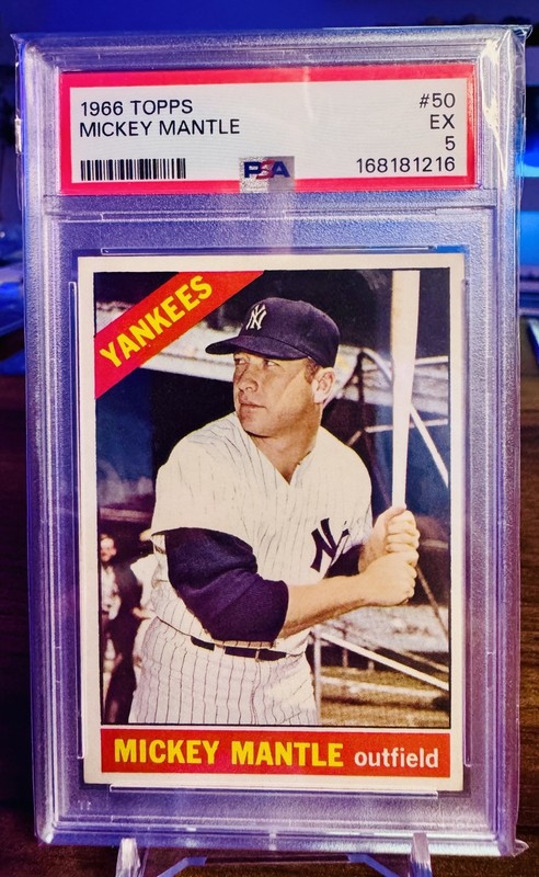 1966 Topps - Mickey Mantle #50 PSA 5 Extremely Clean 5 Newly Graded Eye Appeal