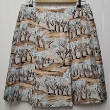 Marni A-Line Skirt Womems 44 US 8 Forest Print Silk Blend Knee Length Whimsical
