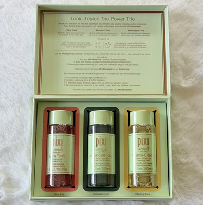 Pixi Skintreats Tonic Taster: The Power Trio set PR pack NIB Glow Tonic Vit-C
