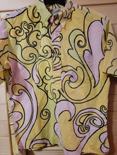 VTG 60s Psychedelic Hawaiian Cotton Aloha Shirt M Tiki 60s Pullover Placket
