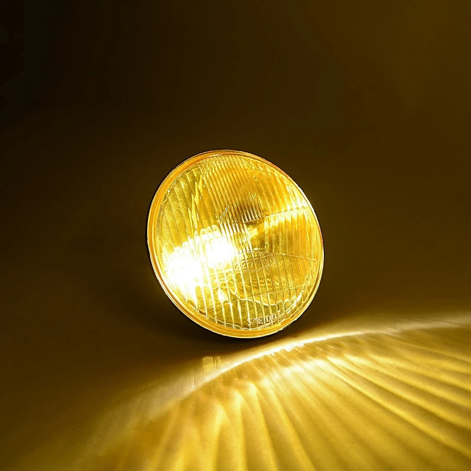 Juego de bombillas de vidrio amarillo ámbar con lente transparente de faros LED de stock de 5-3/4" Foto 2 de 4