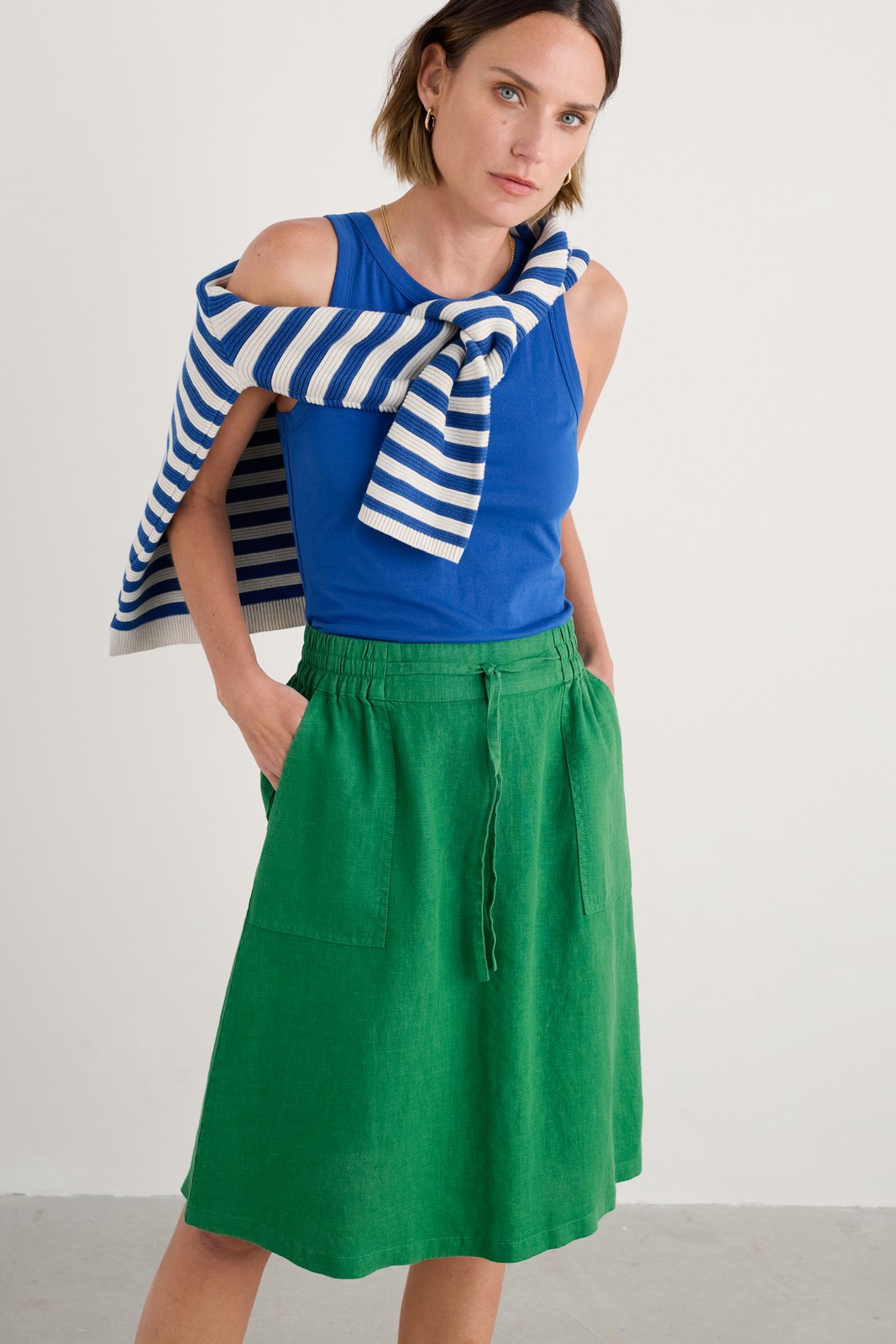 Seasalt Women's Regular Pepper Moth Linen Skirt Island