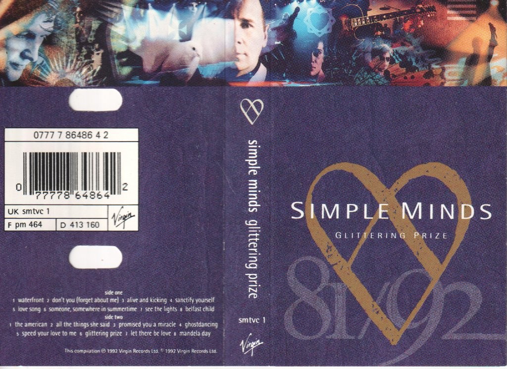 Simple Minds Glittering Prize 81/92 cassette UK Virgin 1992 cassette clear shell