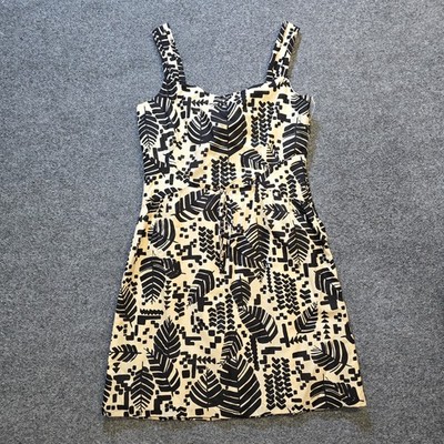 Little House Dress Womens Size 4 Black Tropical Silk Blend Fitted Resort Luxury