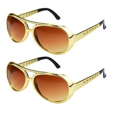 2Pk Disco Sunglasses 50s 60s Rock Star Cool Golden Costume Glasses for Halloween