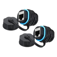 2Pcs RJ45 Panel Mount Coupler, Bulkhead Ethernet Connector Blue