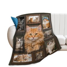 Cat Blanket Cute Kitten Throw Soft Warm Cozy Flannel Plush 40x50 Inch Gift