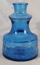 Vintage Mid Century Modern Wheaton Blue Glass Vase Bottle