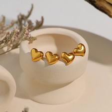 Cute Mini Heart Stud Earrings Stainless Steel Waterproof Jewelry