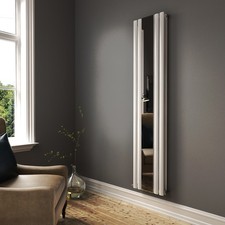 Modern Vertical 1800x380mm Double Panel Mirror Radiator White