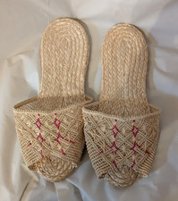 Straw Slippers Woven Sandals Slips on Retro Summer Shoes