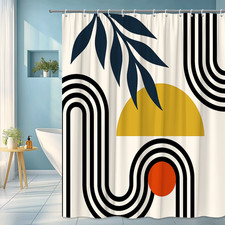 Modern Boho Shower Curtain with Abstract Design and Colorful Patterns