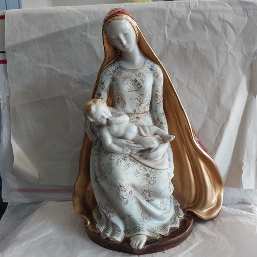 Vtg Prof.Eug. Pattarino Italian Terracotta Madonna w/Child Religious Statue 14" - Picture 20 of 20