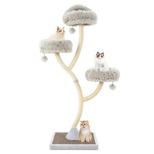 Cat Tree Tower 70" Multi-Level Kitten Activity Center w/ 3 Perches  Balls Gray