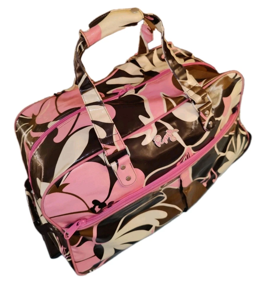 Vintage Groovy Pink Roxy Travel Luggage Rolling Bag Wheels & Handles Retro Y2K - Image 4 of 4