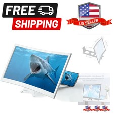 12" Curved for Cell Phone,3D HD Magnifying Projector Screen Enlarger for Movi...