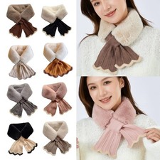 Soft Winter Plush Scarf Thick Cross Neckscarf Fashion Knit Scarf  Woman