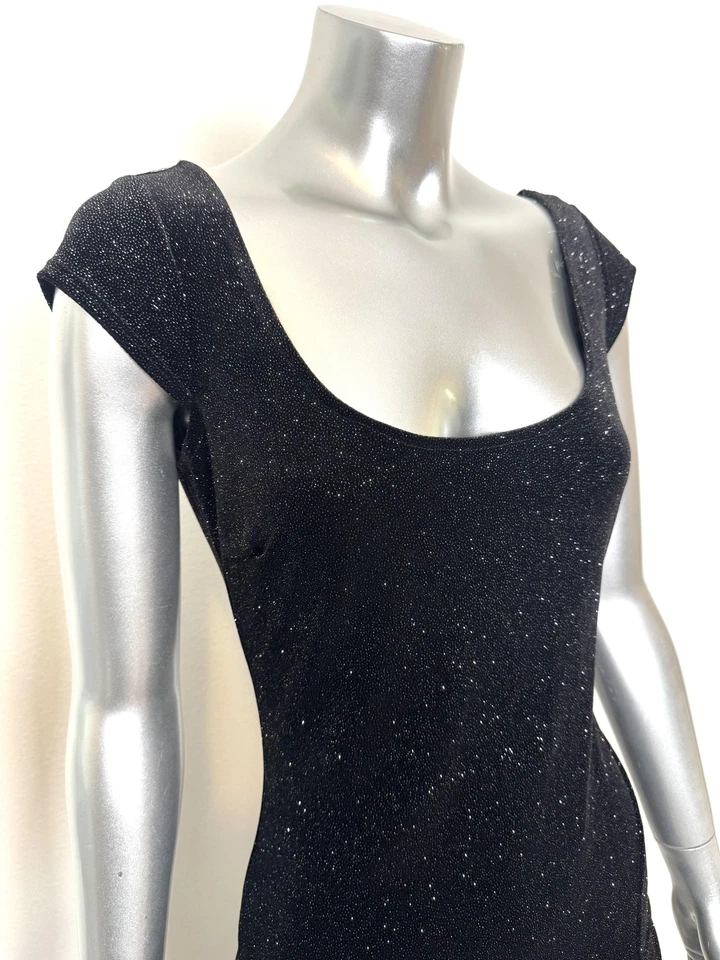 Vestido Mystic Para Mujer Pequeño Negro Brillo Terciopelo Vestido de Noche Abertura Espalda Baja EE. UU. Foto 4 de 4