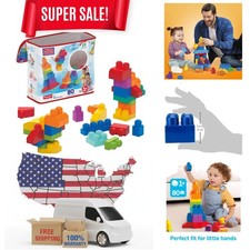 Mega Bloks First Builders Toddler Blocks Toys Set, Big Building Bag with 80 P...