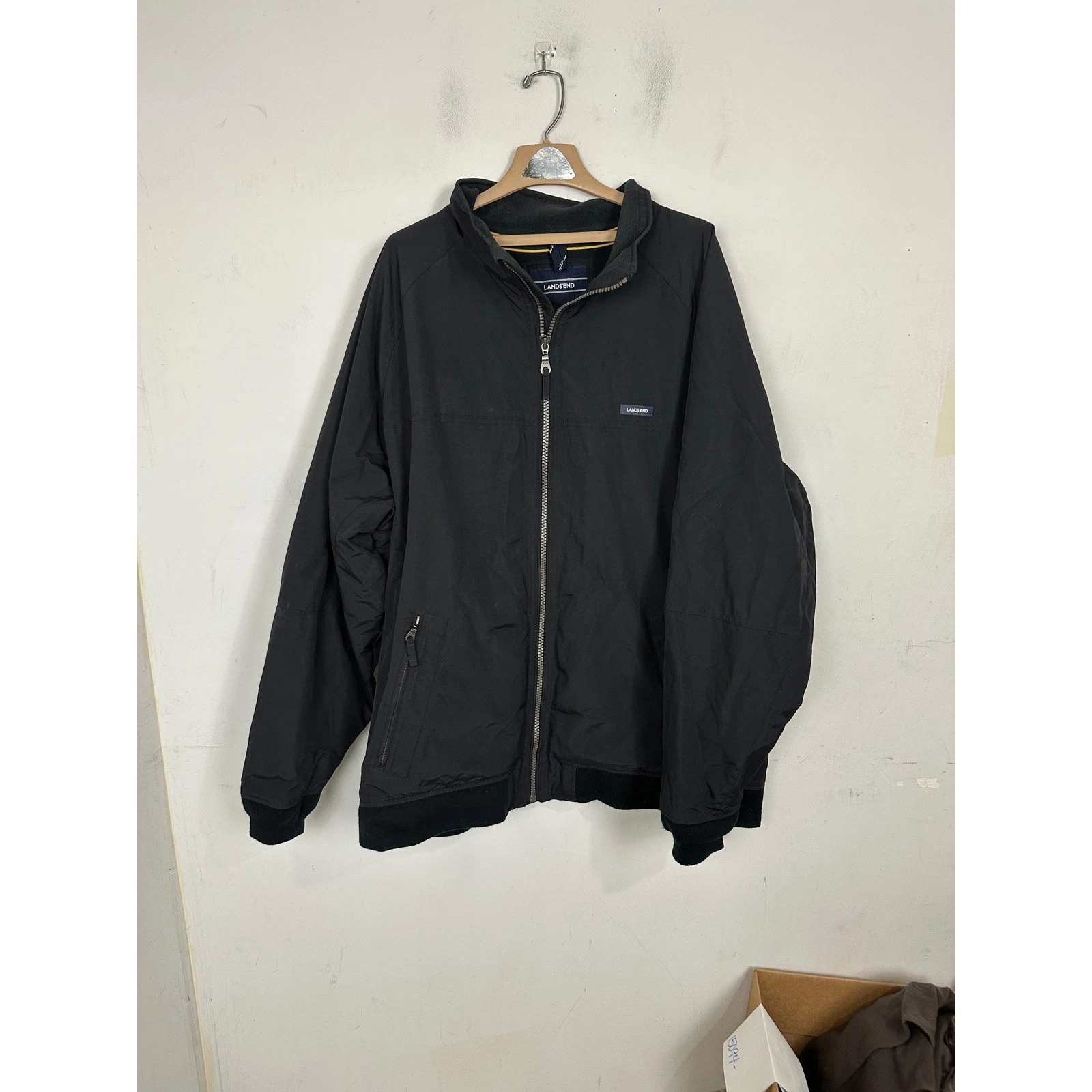 Lands End Squall Jacket Mens 3XL Tall Black Fleece Lined Full Zip Bomber 457210 - product detail image 1