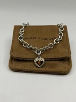 David Yurman Sterling Silver Cookie Classic Heart Link Bracelet With 18k gold M