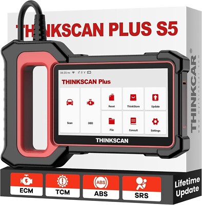 THINKCAR OBD2 Scanner ThinkScan Plus S5 ABS,SRS,TCM,ECM System 5'' Touchscreen